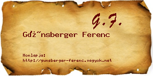 Günsberger Ferenc névjegykártya